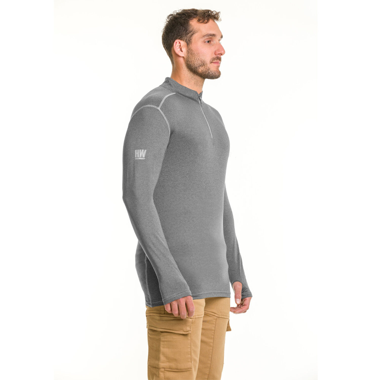 Polera Dry Fit Hw Spx Manga Larga Hombre Carbon Grey image number 2.0